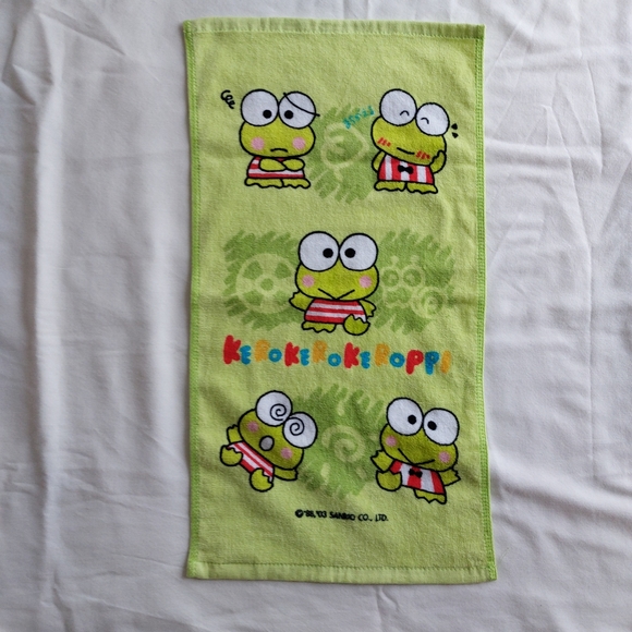 Sanrio Vintage Kero Kero Keroppi Y2K Hand Towel Light Green - Picture 10 of 10